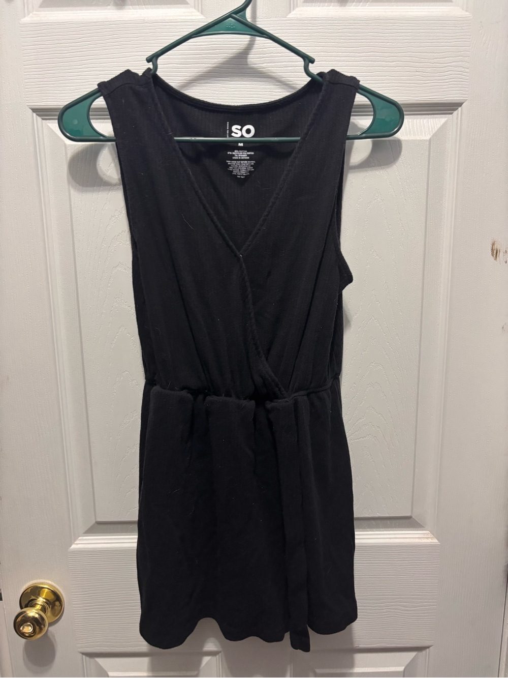 SO Black Sleeveless Faux-Wrap Romper